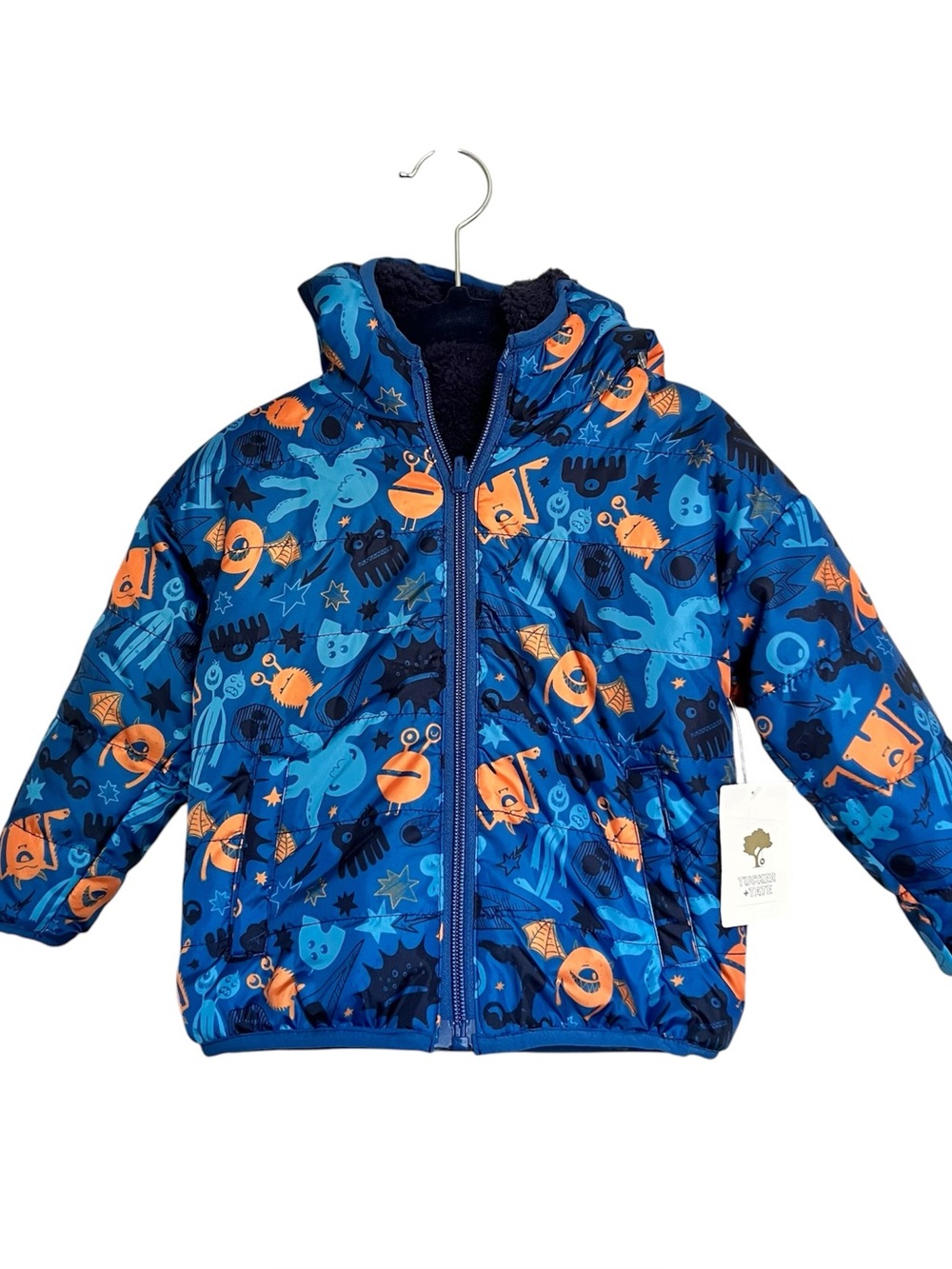 Tucker+Tate Kids multicolor Monster Print Puffer Jacket reversible NWT size 18M